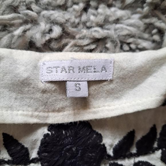 Star Mela | Cream white & black embroidered tunic shirt with tassels - Picture 12 of 12